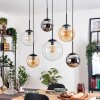 Gastor hanging light, globe light, pendant light Amber, chrome, clear, Smoke-coloured, 6-light sources