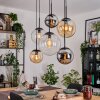Gastor hanging light, globe light, pendant light Amber, chrome, clear, Smoke-coloured, 6-light sources