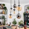 Gastor hanging light, globe light, pendant light Amber, chrome, clear, Smoke-coloured, 6-light sources