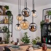 Gastor hanging light, globe light, pendant light Amber, chrome, clear, Smoke-coloured, 6-light sources
