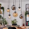 Gastor hanging light, globe light, pendant light Amber, chrome, clear, Smoke-coloured, 6-light sources