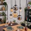 Gastor hanging light, globe light, pendant light Amber, chrome, clear, Smoke-coloured, 6-light sources