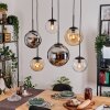 Gastor hanging light, globe light, pendant light Amber, chrome, clear, Smoke-coloured, 6-light sources