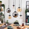 Gastor hanging light, globe light, pendant light Amber, chrome, clear, Smoke-coloured, 6-light sources