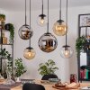 Gastor hanging light, globe light, pendant light Amber, chrome, clear, Smoke-coloured, 6-light sources