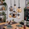 Gastor hanging light, globe light, pendant light Amber, chrome, clear, Smoke-coloured, 6-light sources