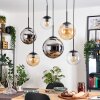 Gastor hanging light, globe light, pendant light Amber, chrome, clear, Smoke-coloured, 6-light sources