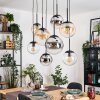 Gastor hanging light, globe light, pendant light Amber, chrome, clear, Smoke-coloured, 8-light sources