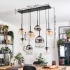Gastor hanging light, globe light, pendant light Amber, chrome, clear, Smoke-coloured, 8-light sources