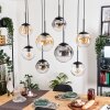 Gastor hanging light, globe light, pendant light Amber, clear, Smoke-coloured, 8-light sources