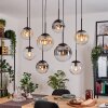 Gastor hanging light, globe light, pendant light Amber, clear, Smoke-coloured, 8-light sources