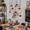 Gastor hanging light, globe light, pendant light Amber, clear, Smoke-coloured, 8-light sources