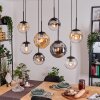 Gastor hanging light, globe light, pendant light Amber, clear, Smoke-coloured, 8-light sources