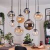 Gastor hanging light, globe light, pendant light Amber, chrome, clear, Smoke-coloured, 8-light sources