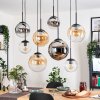 Gastor hanging light, globe light, pendant light Amber, chrome, clear, Smoke-coloured, 8-light sources