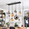 Gastor hanging light, globe light, pendant light Amber, chrome, clear, Smoke-coloured, 8-light sources