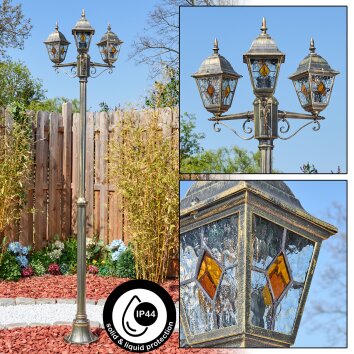 Naofe lamp post, path light brown, gold, 3-light sources