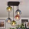 Gastor ceiling light, globe light blue, green, clear, coppery, 5-light sources