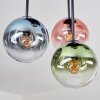 Gastor ceiling light, globe light blue, green, clear, coppery, 5-light sources