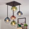 Gastor ceiling light, globe light blue, green, clear, coppery, 5-light sources