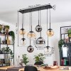 Gastor hanging light, globe light, pendant light Amber, chrome, clear, Smoke-coloured, 8-light sources