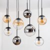 Gastor hanging light, globe light, pendant light Amber, chrome, clear, Smoke-coloured, 8-light sources