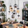 Gastor hanging light, globe light, pendant light Amber, chrome, clear, Smoke-coloured, 8-light sources