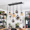 Gastor hanging light, globe light, pendant light Amber, chrome, clear, Smoke-coloured, 8-light sources