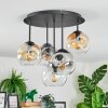 Ripoll ceiling light, globe light Amber, clear, Smoke-coloured, 5-light sources