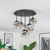 Ripoll ceiling light, globe light clear, Smoke-coloured, 5-light sources