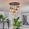 Koyoto ceiling light, globe light 45 cm Amber, clear, 5-light sources