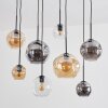 Ripoll hanging light, globe light, pendant light Amber, clear, Smoke-coloured, 8-light sources