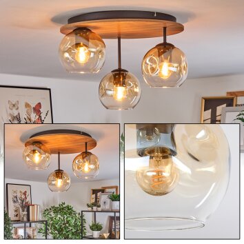 Ripoll ceiling light, globe light Ecru, black, 3-light sources