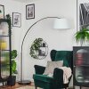 Bassagoda floor lamp, Arch lamps chrome, black, 1-light source, Fabric lampshade