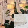 Bassagoda floor lamp, Arch lamps chrome, black, 1-light source, Fabric shade