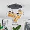 Ripoll ceiling light, globe light Amber, 5-light sources