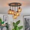 Ripoll ceiling light, globe light Amber, 5-light sources