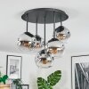 Ripoll ceiling light, globe light chrome, clear, Smoke-coloured, 5-light sources