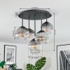 Koyoto ceiling light, globe light 41 cm clear, Smoke-coloured, 5-light sources