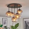 Koyoto ceiling light, globe light 41 cm clear, Smoke-coloured, 5-light sources