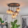 Koyoto ceiling light, globe light 37 cm Amber, clear, Smoke-coloured, 5-light sources