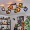 Koyoto ceiling light, globe light gold, black, 10-light sources