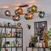 Koyoto ceiling light, globe light gold, black, 10-light sources