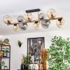 Koyoto ceiling light, globe light gold, black, 10-light sources