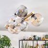 Koyoto ceiling light, globe light gold, black, 10-light sources