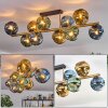 Ripoll ceiling light, globe light gold, black, 10-light sources