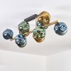 Ripoll ceiling light, globe light gold, black, 10-light sources