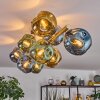 Ripoll ceiling light, globe light gold, black, 10-light sources