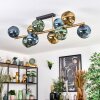 Ripoll ceiling light, globe light gold, black, 10-light sources