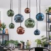 Ripoll hanging light, globe light, pendant light blue, green, coppery, 8-light sources
